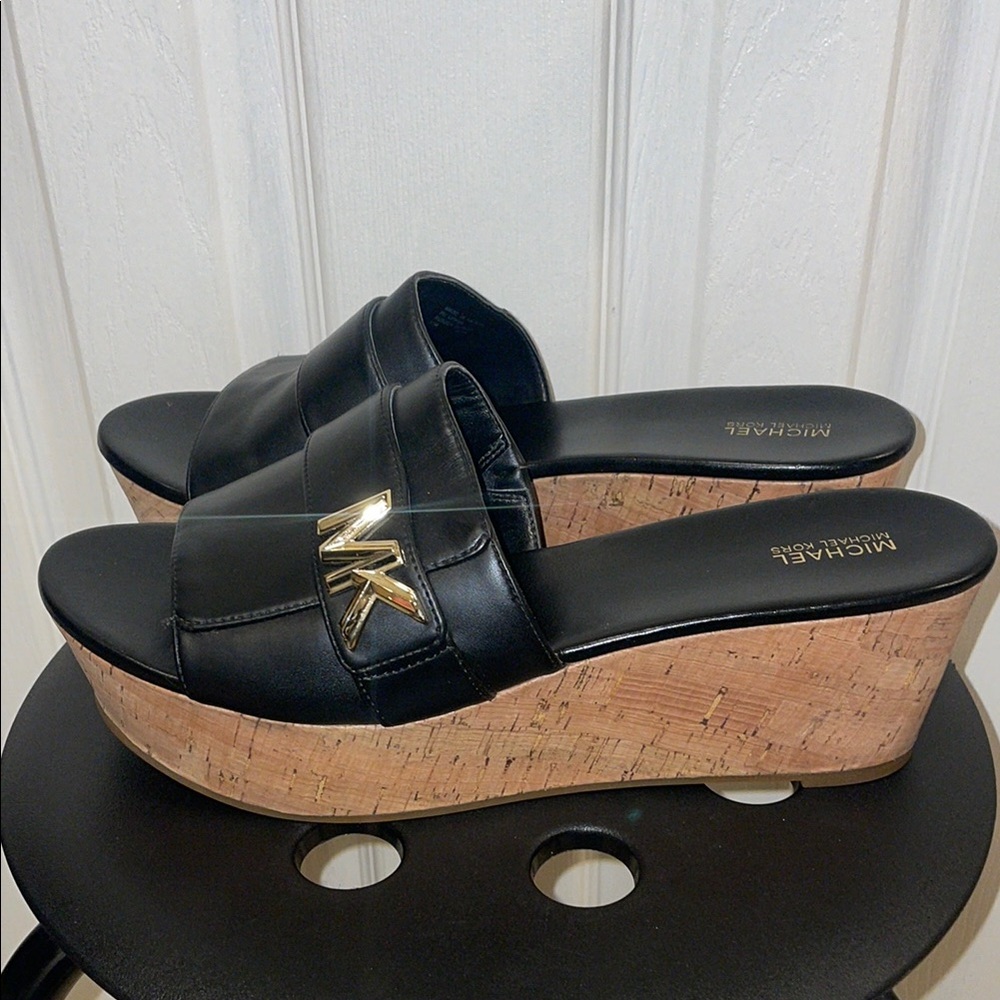 Michael Kors Black Wedge Sandals